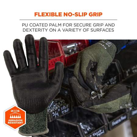 Proflex By Ergodyne ANSI A7 Nitrile Coated CR Gloves, Green, Size XL 7070